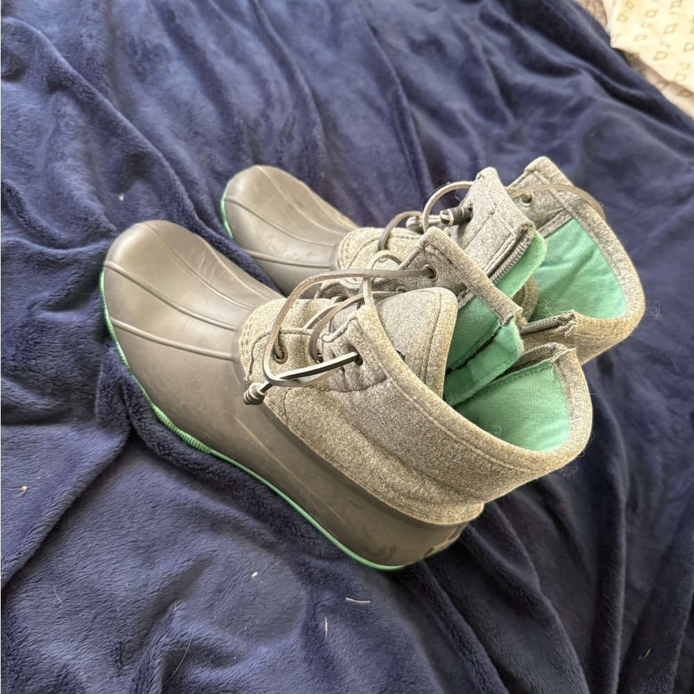 Sperry Gray and Green Winter & Rain Boots